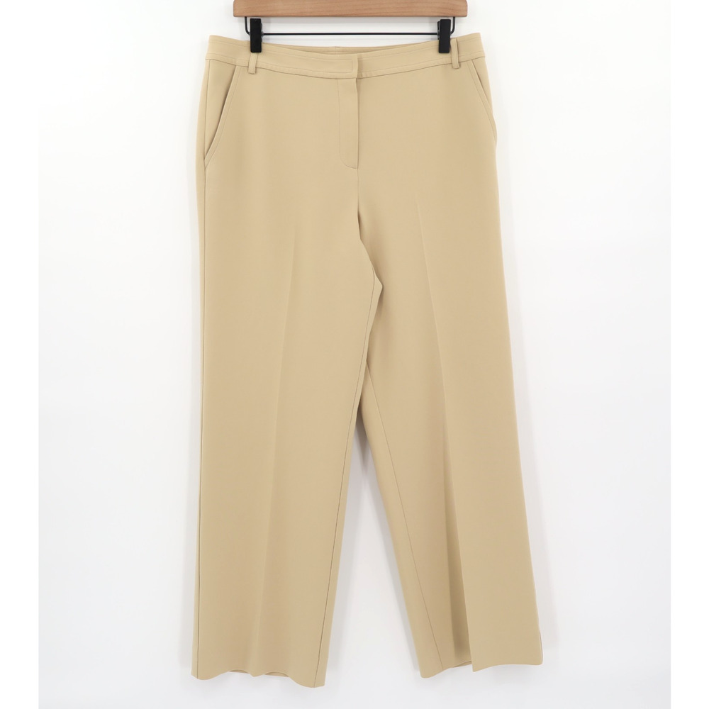 St. John Women's Wide Leg High Waisted Trousers / Dress Pants Beige Sz 10